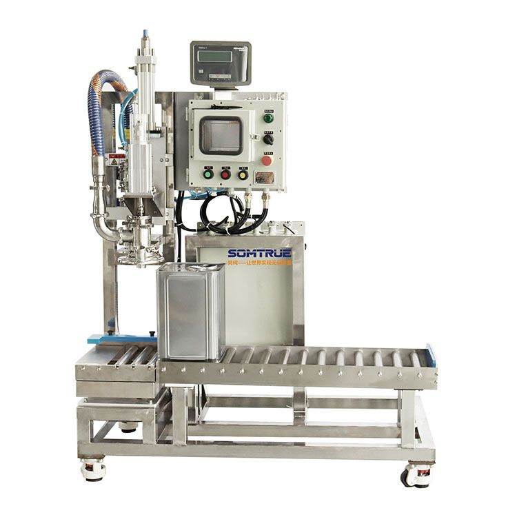 Riempitrice semiautomatica per materie prime chimiche con fusto da 20-100 litri